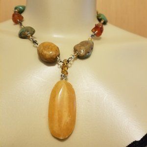 Silpada yellow jade, turquoisw and amber necklace